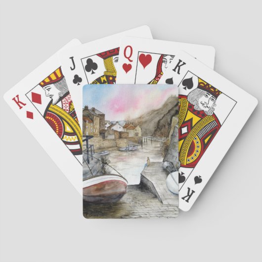 Staithes, North Yorkshire, Waterverf Engeland Pokerkaarten (Achterkant)