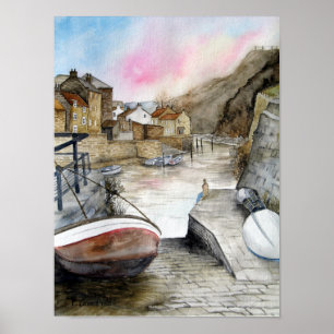 Staithes, North Yorkshire, Waterverf Engeland Poster