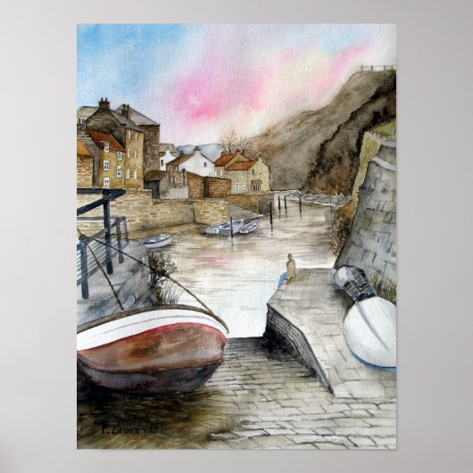 Staithes, North Yorkshire, Waterverf Engeland Poster (Voorkant)