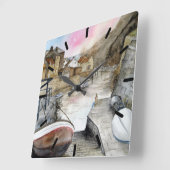 Staithes, North Yorkshire, Waterverf Engeland Vierkante Klok (Hoek)