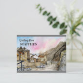 Staithes Yorkshire Engeland Waterverf schilderij Briefkaart (Staand voorkant)