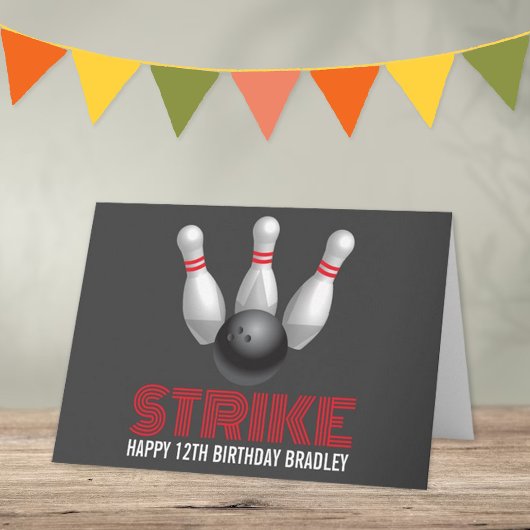 Staking! Moderne Bowling Verjaardag Kaart