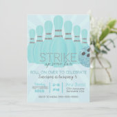 staking van de Blauwgroen Bowling Birthday Party; Kaart (Staand voorkant)