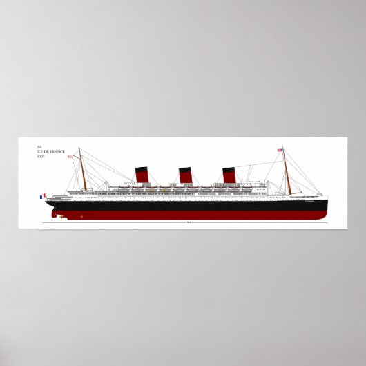  STAL de France Ocean Liner Diagram Poste Poster (Voorkant)