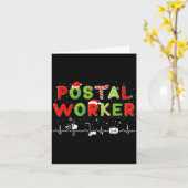Stal Worker Mail Lady Christmas Mail Carrier St Of Kaart (Gele Bloem)