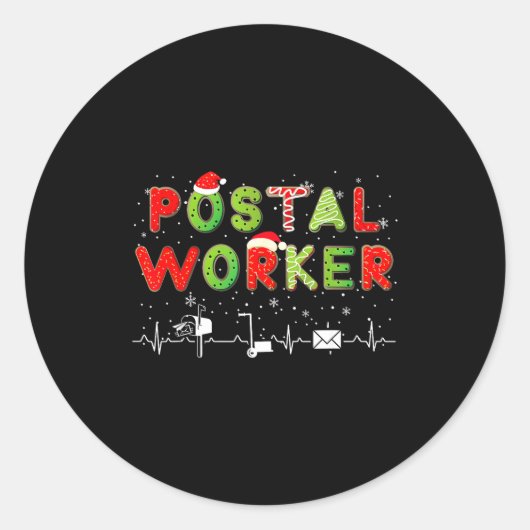 Stal Worker Mail Lady Christmas Mail Carrier St Of Ronde Sticker (Voorkant)