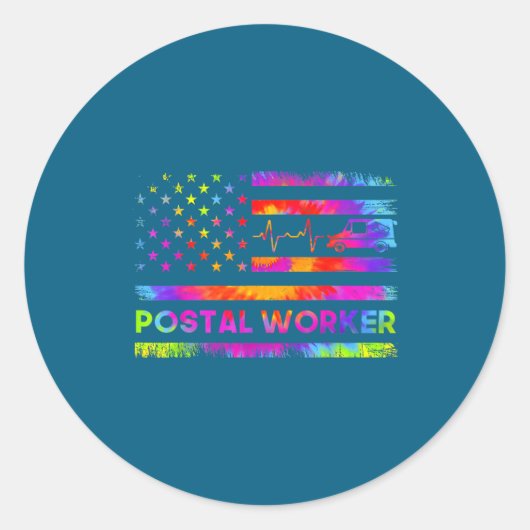 Stal Worker Tie Dye Proud Mail Carrier Mail Lady P Ronde Sticker (Voorkant)