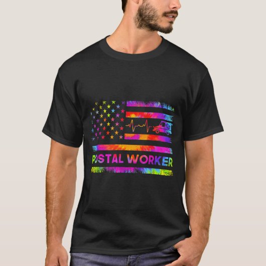Stal Worker Tie Dye Proud Mail Carrier Mail Lady P T-shirt (Voorkant)