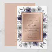 Stalen Amethyst Bladerige Bruiloft Kaart (Voorkant / Achterkant)