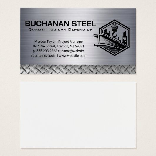 Stalen balk en kraanlier | Bouw Visitekaartje (Voorkant /achterkant)