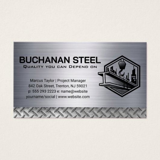 Stalen balk en kraanlier | Bouw Visitekaartje (Voorkant)