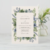 Stalen Blau Blad Eucalyptus Bruiloft Kaart (Staand voorkant)