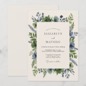 Stalen Blau Blad Eucalyptus Bruiloft Kaart (Voorkant / Achterkant)