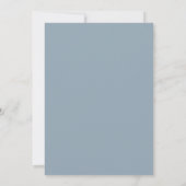Stalen Blau Botanische Bloemige Bruiloft Kaart (Achterkant)