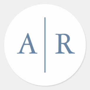 Stalen Blau Elegant Enveloppe Zegel, Trouwen Ronde Sticker