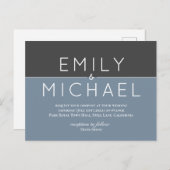 Stalen Blau Geweldige Moderne Trouw Uitnodiging (Voorkant / Achterkant)