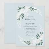 Stalen Blau Loof Gedempte Eucalyptus Bruiloft Kaart (Voorkant / Achterkant)
