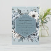 Stalen Blau Monotone Flora Trouw Kaart (Staand voorkant)