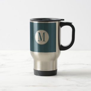 Stalen Blauwe Pinstripe Enkelvoudige Monogram Mok