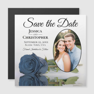 Stalen Blauwe Roos Trouw Save The Date Foto Magnee