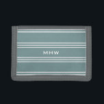 Stalen blauwe streepjes aangepaste monogram mapjes drievoud portemonnee<br><div class="desc">Verander het tekstgebied in wat u wilt. U kunt het lettertype en de grootte en kleur ervan wijzigen met de functie "Aanpassen" en de achtergrondkleur van dit item in elke kleur van uw keuze wijzigen. Bekijk mijn winkel voor meer objecten met dit ontwerp.</div>