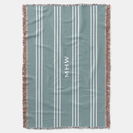 Stalen Blauwe Stripes aangepast monogram deken (Voorkant Verticaal)