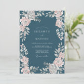 Stalen Bleke Blush Ranunculus Eucalyptus Bruiloft Kaart (Staand voorkant)