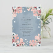 Stalen Blush Pioen Huwelijk Kaart (Staand voorkant)