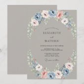 Stalen Blush Ranunculus Eucalyptus Bruiloft Kaart (Voorkant / Achterkant)
