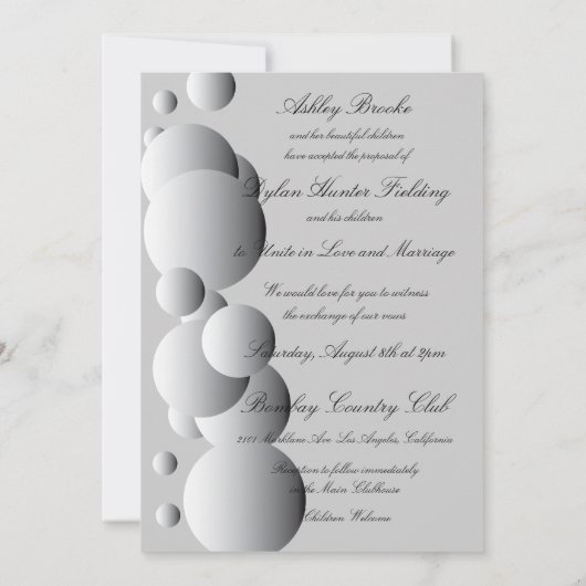 Stalen bubbels Gezinsbruiloft Kaart (Achterkant)