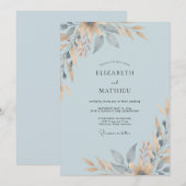 Stalen Champagne Blad Bruiloft Kaart (Voorkant / Achterkant)