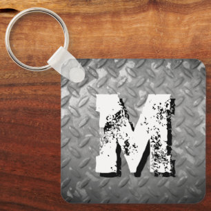 Stalen diamantplaat op maat gemaakte monogram meta sleutelhanger