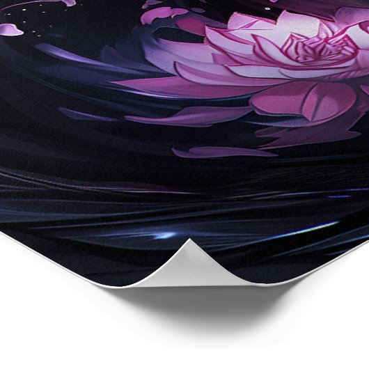 Stalen draak in bloemen - Dark Cool Poster (Hoek)