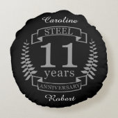 Stalen Elfde trouwdag 11 jaar Rond Kussen (Achterkant)