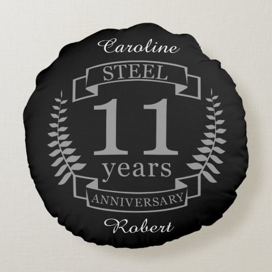 Stalen Elfde trouwdag 11 jaar Rond Kussen (Achterkant)