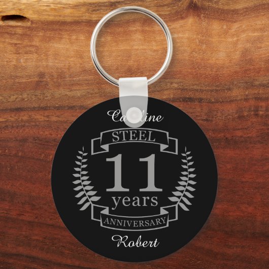 Stalen Elfde trouwdag 11 jaar Sleutelhanger (Voorkant)