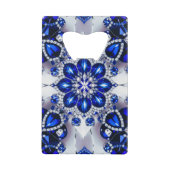 Stalen flesopener met blauw-witte kleuren creditkaart flessenopener (Voorkant)