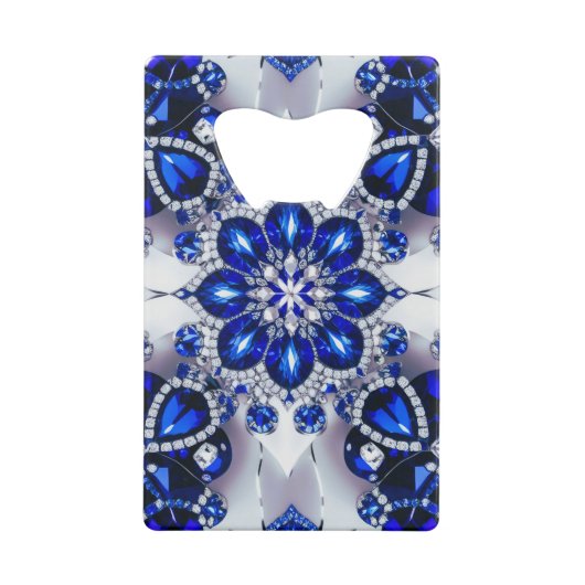 Stalen flesopener met blauw-witte kleuren creditkaart flessenopener (Achterkant)