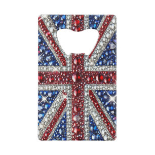 Stalen flesopener met Britse kleuren Creditkaart Flessenopener