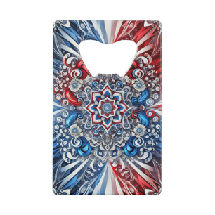 Stalen flesopener met Franse kleuren Design Creditkaart Flessenopener