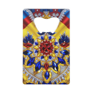 Stalen flesopener met Roemenië Kleuren Creditkaart Flessenopener