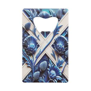 Stalen flesopener met Scottish Thistles Design Creditkaart Flessenopener