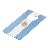 Stalen flesopener met vlag van Argentinië Creditkaart Flessenopener (Achterkant Gekanteld)