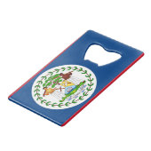 Stalen flesopener met vlag van Belize Creditkaart Flessenopener (Achterkant Gekanteld)