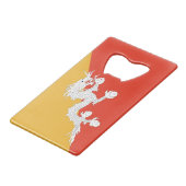 Stalen flesopener met vlag van Bhutan Creditkaart Flessenopener (Achterkant Gekanteld)