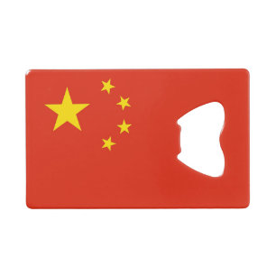 Stalen flesopener met vlag van China Creditkaart Flessenopener