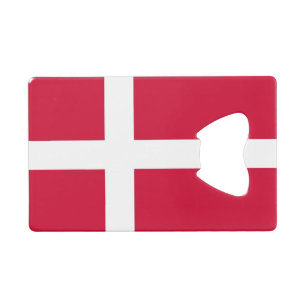 Stalen flesopener met vlag van Denemarken Creditkaart Flessenopener