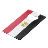 Stalen flesopener met vlag van Egypte Creditkaart Flessenopener (Voorkant Gekanteld)