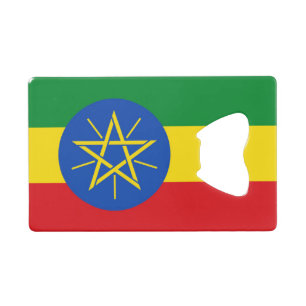 Stalen flesopener met vlag van Ethiopië Creditkaart Flessenopener