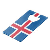 Stalen flesopener met vlag van IJsland Creditkaart Flessenopener (Voorkant Gekanteld)